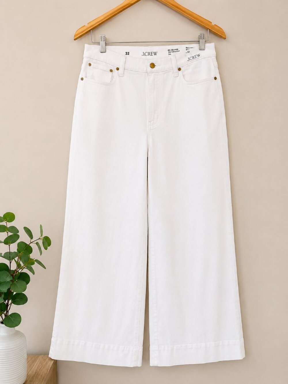 J.Crew ’96 Denim Trouser Wide Leg Jeans White Size 31 NWT CH679